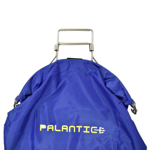Palantic Blue Nylon Lobster And Fish Game Bag with squeeze open handle, top view showing durable lightweight design.
