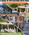 3 Way Pergola Brackets Kit For 5.5x5.5 To 6 Inch Lumber Outdoor Use Heavy Duty Galvanized Steel Corner Brackets shown in use with pergolas and gazebos.