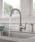 Precept Single Handle Kitchen Faucet With Side Sprayer In Stainless No Fuss Installation For 1 Hole 2 Hole Or 3 Hole Setups Optional