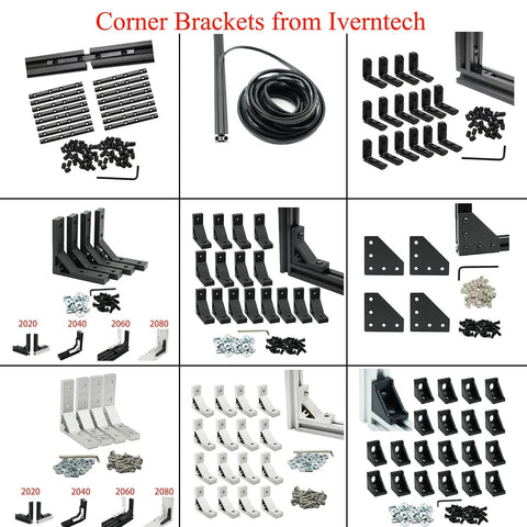 Corner brackets and hardware from Iverntech for 4 Pack 300mm V Slot Aluminum Extrusions in a grid layout.