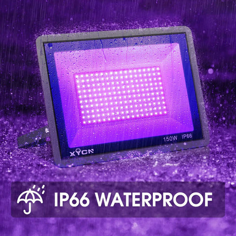 Four 300 Watt Led Black Flood Lights With Ip66 Waterproof Rating And Easy Plug Switch Connection Crafted For Epic Glow Ups Halloween Backyard Raves And Fluorescent Art Installations