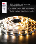 Ribbon Flex LED Tape Light Kit With Remote Dim To Warm 3000K To 1800K 16 Ft Cuttable With Connecting Clips shown with remote