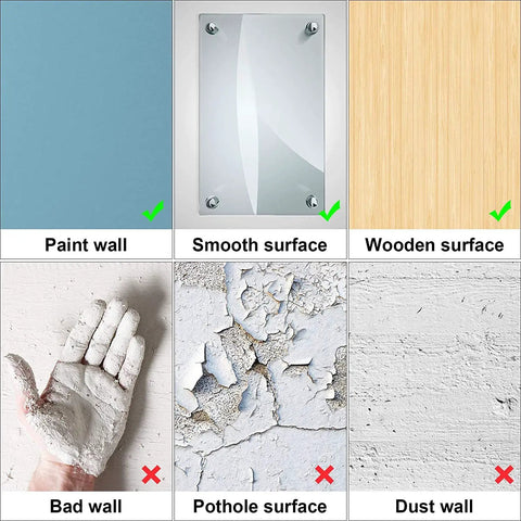 Surface compatibility illustration for Unicorn Wall Decals Pack Of 4 Sheets 11 By 13 Point 4 Inch Peel And Stick Watercolor Stickers.