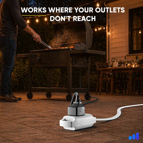 Heavy Duty 15 Ft Ac Extension Cord 14 Gauge Wire With Smooth 360 Rotating Plug For Window Ac Portable Dehumidifier And Fridge Units Indoor Outdoors White Reliable Power used for grilling outdoors.