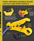 Yellow steel refining blade and hand grip of Coax Cable Crimp Kit With Adjustable Compression Tool For RG6 RG59 RG11 F Connectors