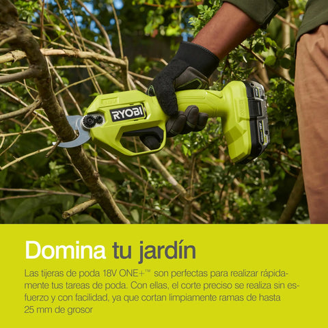 18V One Plus Cordless Pruner Secateurs With 25mm Cut Capacity And 145Nm Torque in use pruning branches