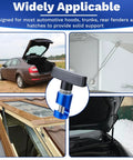 Heavy Duty Aluminum Alloy Car Hood Prop Strut Clamps Pair with tough hood support clips for various automotive uses.