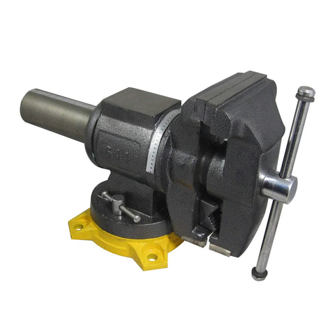 Multipurpose Vise With 5-Inch Wide Jaws Built-In Anvil 360-Degree Rotating Base Reinforced 4-Lug Mount Double Lock Swivel