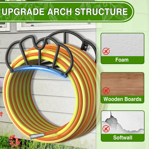 Heavy Duty Garden Hose Holder Wall Mount With Dual Support To Prevent Wobble Holds Up To 125 Feet Of Hose Metal Storage Reel Rack