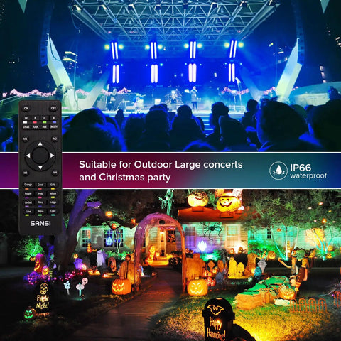 LED Flood Light 600W Equivalent With Ceramic Tech Indoor Outdoor Color Changing RGBW Flood Light With Remote 16 Colors 4 Modes Dimmable 100W Output Ideal For Garden Yard Stage Party Christmas Lighting Vibe Ready
