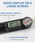 Pro Level Digital Angle Finder Protractor Yielding Dead On 360 Degree Measurements With Bright Lcd Screen displaying clear readings.
