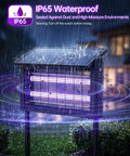 Rechargeable Solar Powered Mosquito Zapper With 4500V High Voltage showing waterproof feature in outdoor setting