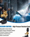 Heavy Duty Pressure Washer Unloader Valve 4500 PSI Ten And A Half GPM Beefy Brass Build With Adjustable Knob shown with car wash