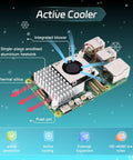Active cooler with aluminum heatsink from Raspberry Pi 5 Starter Kit With 4GB RAM, 27W PD Power Supply, Active Cooler, Ready To Roll All In One.