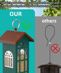 Comparison of Durable Metal Wild Bird Feeder For Outdoors Hangin with stable metal hook and another feeder with wire hook.