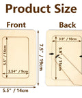 Front and back view of 5.5" x 7.5" unfinished wood picture frames showing dimensions for 4x6 photos. 6 Unfinished Wood Picture Frames DIY Kit.