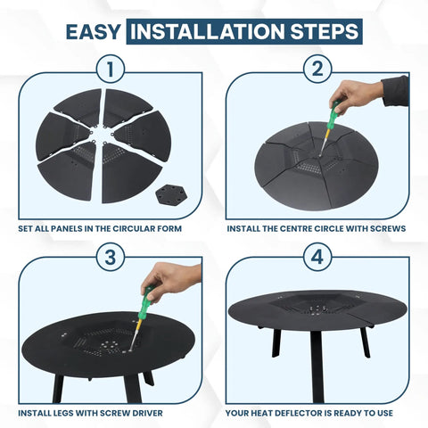 Installation steps for Stainless Steel Fire Pit Heat Deflector for Solo Stove Bonfire and Other 19.5 Inch Pits