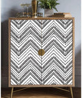 Peel And Stick Black And White Boho Geometric Textured Self Adhesive Wallpaper on cabinet doors in modern decor setting