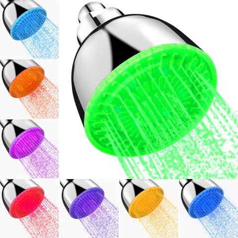 Color Changing Rainfall Shower Head With Seven Color LED Lights, Water Powered Auto Color Shift, High Pressure Quiet Adjustable Showerhead For A Spa Vibe Bathroom Upgrade, Kid And Adult Friendly, Energy Efficient Bath Accessory