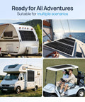 260W 12V Flexible Solar Panel Kit With Dual 130W Mono Panels on RV, boat, campervan, and golf cart.