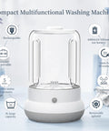 Total Game Changer Mini Washing Machine For Underwear And Delicates Rechargeable Cordless Travel Cup With Hella Long 6000 Mah Battery Life In White Color, compact design with clear body, 3L capacity.
