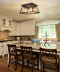 4 Light Black Dope Flush Mount Ceiling Light For Kitchen And Hallway Industrial Close To Ceiling Farmhouse Square Cage