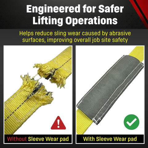 Comparison of sling wear with and without 1 Inch Nylon Sling Sleeve Wear Pad With Hook And Loop Closure For Abrasion Protection