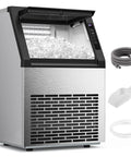 Under Counter Ice Maker Machine Freestanding Stainless Steel With Ice Thickness Control 80 Lbs Per Day 28 Lbs Storage