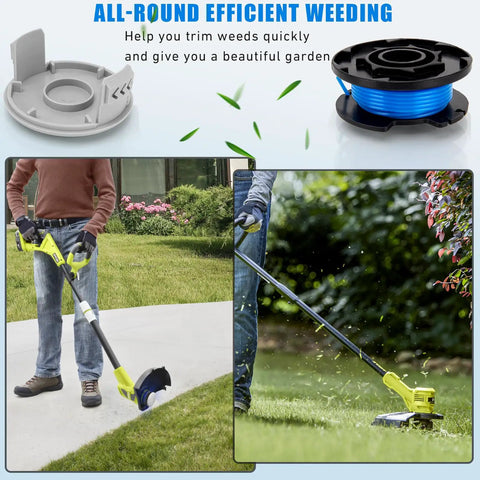 Beefed Up Twelve Plus Two Pack Replacement Trimmer Spool With Eleven Feet Of 0.065 Inch String for Ryobi trimmer in use