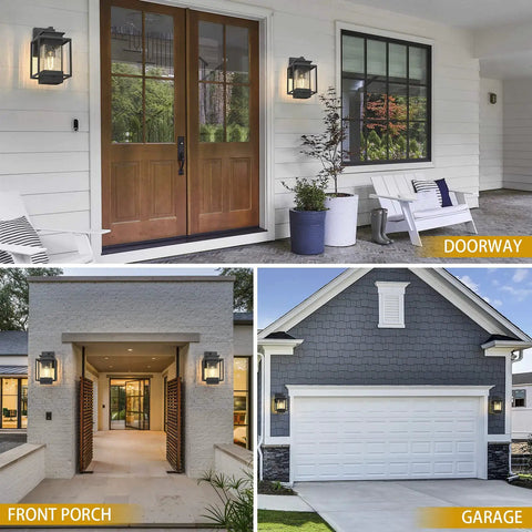 Two Pack Outdoor Wall Light Sconces Aluminum Rust Proof Porch Fixture With Crack Glass For Entryway, Porch, and Garage