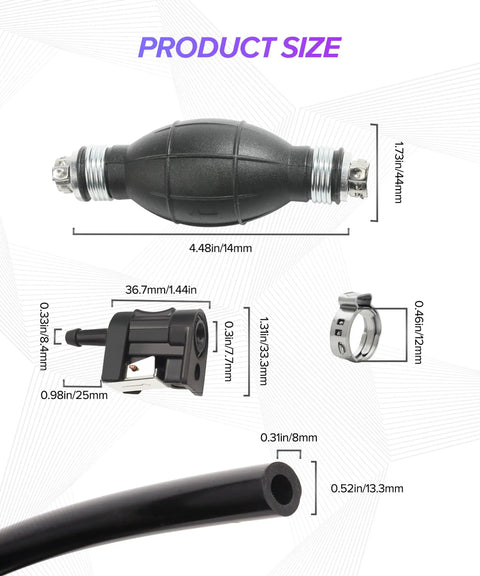 Beefed Up Boat Fuel Line Hose 6 Ft Five Sixteenth Inch With Primer Bulb And Steel Clamps Marine Outboard Fuel Line Size Diagram