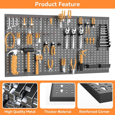 Heavy Duty Metal Pegboard Wall Organizer For Garage And Shop Gear Up Your Workspace With A 24 By 48 Inch Pegboard With Hooks