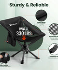 Ultra Portable Folding Camping Chair With No Assembly 360 Degree Swivel Lightweight One Piece Design With Side Pockets Black