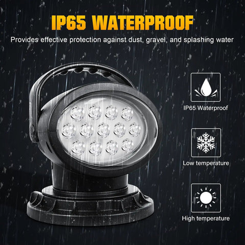 360 Degree LED Spotlight With Remote Control Rotating Work Light With Magnetic Base IP65 Waterproof Feature