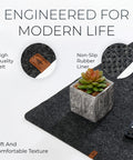 Large Felt Desk Mat 35 x 17 Inch Charcoal With Seamless Design And Anti Slip Rubber Dots Full Keyboard And Mouse Pad close-up