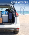 Beach Wagon With 9 Inch Balloon Wheels For Sand 200L Cart compactly folded in car trunk at beach, ready for transport.