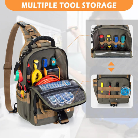 Built Different Electrician Tool Pouch Bag Featuring Heavy Duty Canvas And Twin Zippered Hvac Organizer Slots For Skilled Tradesmen Grinding Out Long Shifts