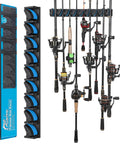 Vertical Wall Mounted Fishing Rod Holder Rack For Up To 9 Rods Or Combos Fits 0.12 To 0.75 Inch Diameters Garage Storage Gear Organizer