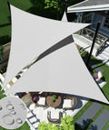 Heavy Duty Waterproof Sun Shade Sail Triangle Canopy 16 By 16 By 16 Feet With UV Protection installed over patio, light gray color
