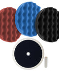 Pro Level Car Buffing And Polishing Kit with Eight Inch Waffle Foam Pads and Five Eighth Inch Threaded Backing Plate