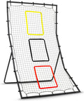 Baseball And Softball Pitching And Fielding Rebounder 6 X 4 Ft Pitch Back Net With 3 Target Zones For Independent Training