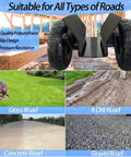All Terrain Heavy Duty Panel Dolly With 1000 Lb Capacity showing compatibility with grass, dirt, concrete, gravel roads, 10 inch tires