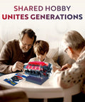 Child and grandparents building V8 Engine Model Kit That Runs Hands On STEM Build Your Own Mini V8 Engine For Adults And Ages 12 And Up