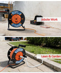 Heavy Duty Retractable Extension Cord Reel Open Cord Roller For 12/3 14/3 And 16/3 Gauge used on job site and lawn