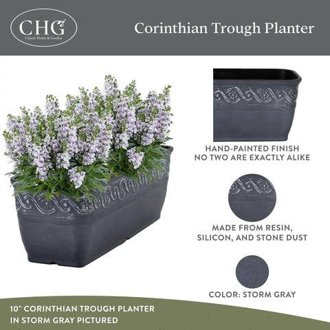 Rectangular Planter Box With Drain Plug For Indoor And Outdoor Use Perfect For Succulents And Cacti Lightweight Resin Trough Planter In Storm Gray Ten Inch Pack Of 1