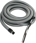 30-Foot Central Vacuum Low Voltage Hose With No-Brainer On Off Switch, Ergonomic Handle, Durable CVAC Connector, chrome