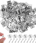Image showing 100 Pack Mini Hinges For Crafts Three Tenths By Four Tenths Inch Tiny Metal Hinge 180 Degree For DIY Enthusiast with screws.