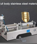 Top Tier Automatic Bottle Filler With Fully Pneumatic Piston Drive, Drip Proof Single Head Nozzle, Horizontal Liquid Filling Machine For Beverages And Cosmetics, 1000 To 5000 Ml Range, Hassle Free Setup And No Sweat Operation, stainless steel construction.