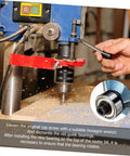 Using Top Mounted Ball Bearing Router Bit Guide Kit with wrench for woodworking and milling, 12-piece bearings accessory set.