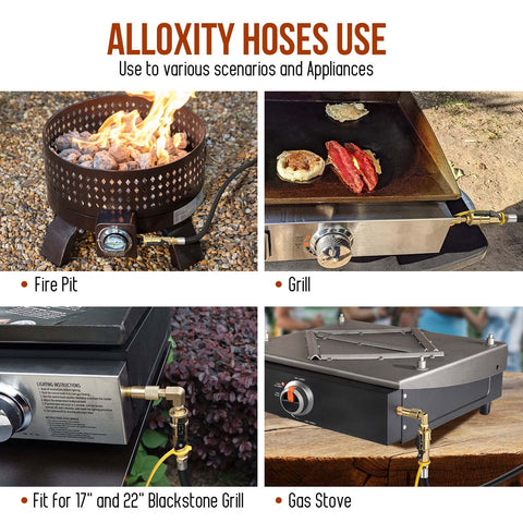 7 Foot RV Propane Hose With Quick Connect And 1 Quarter Inch Safety Shutoff Valve Plus 1 Quarter Inch Male Full Flow Plug used with grills and stoves